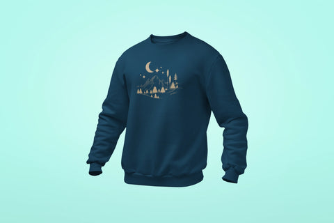 starry mountain unisex sweatshirt navy blue