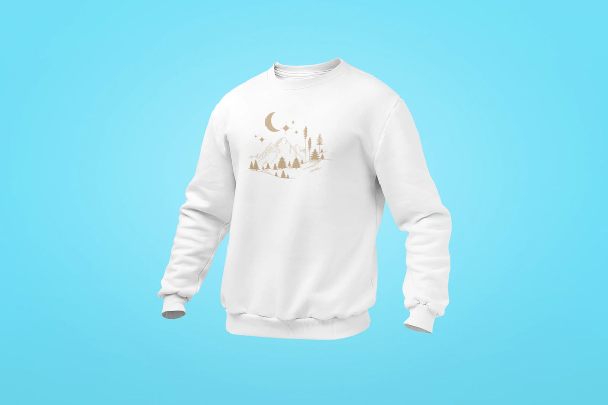 starry mountain unisex sweatshirt white