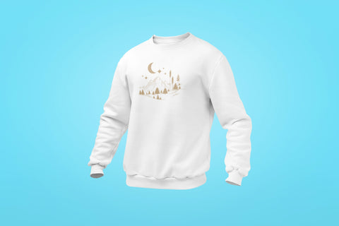 starry mountain unisex sweatshirt white