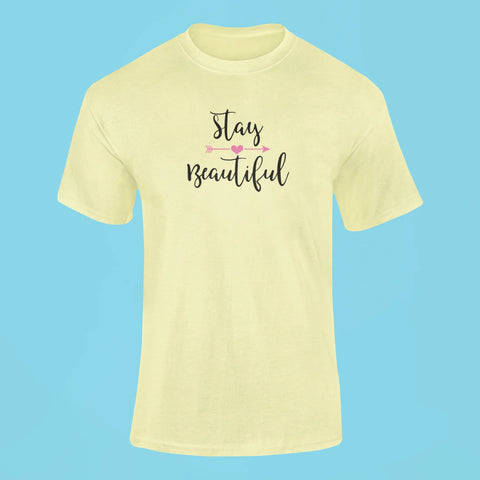 stay beautiful t shirt butter yellow