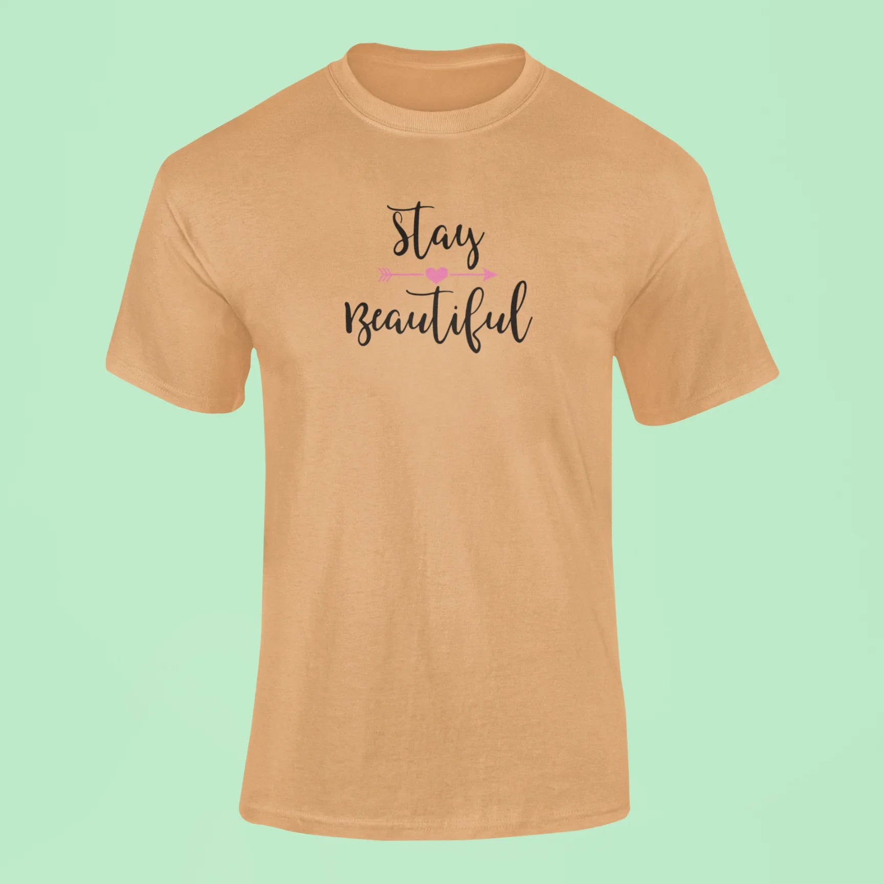 stay beautiful t shirt mustard yellow