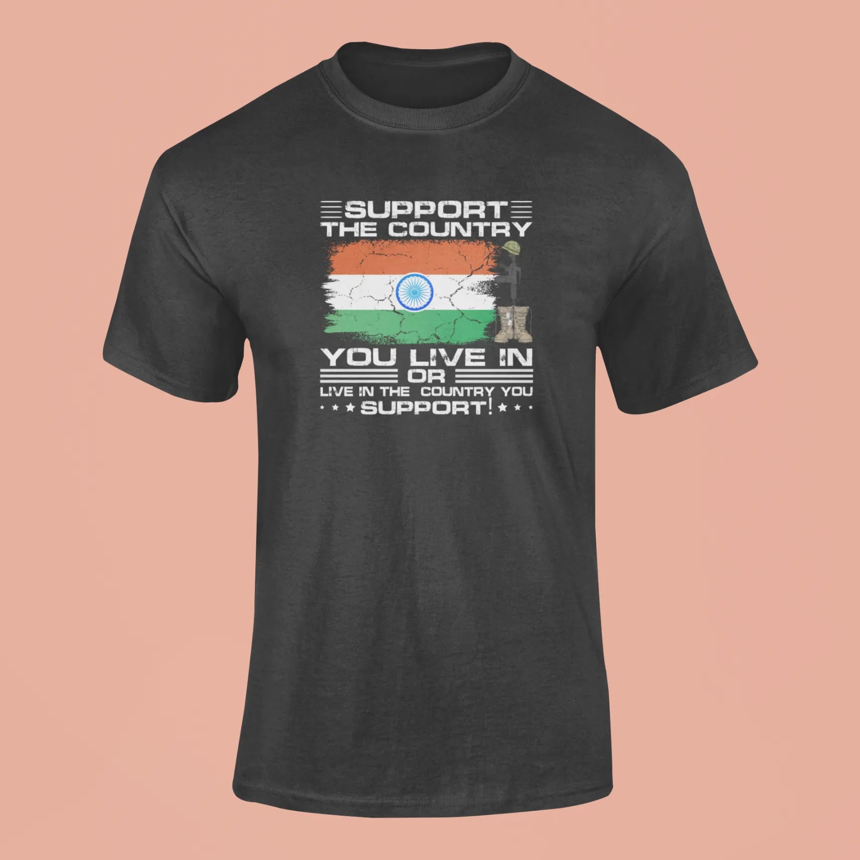 support the country you live in t shirt black