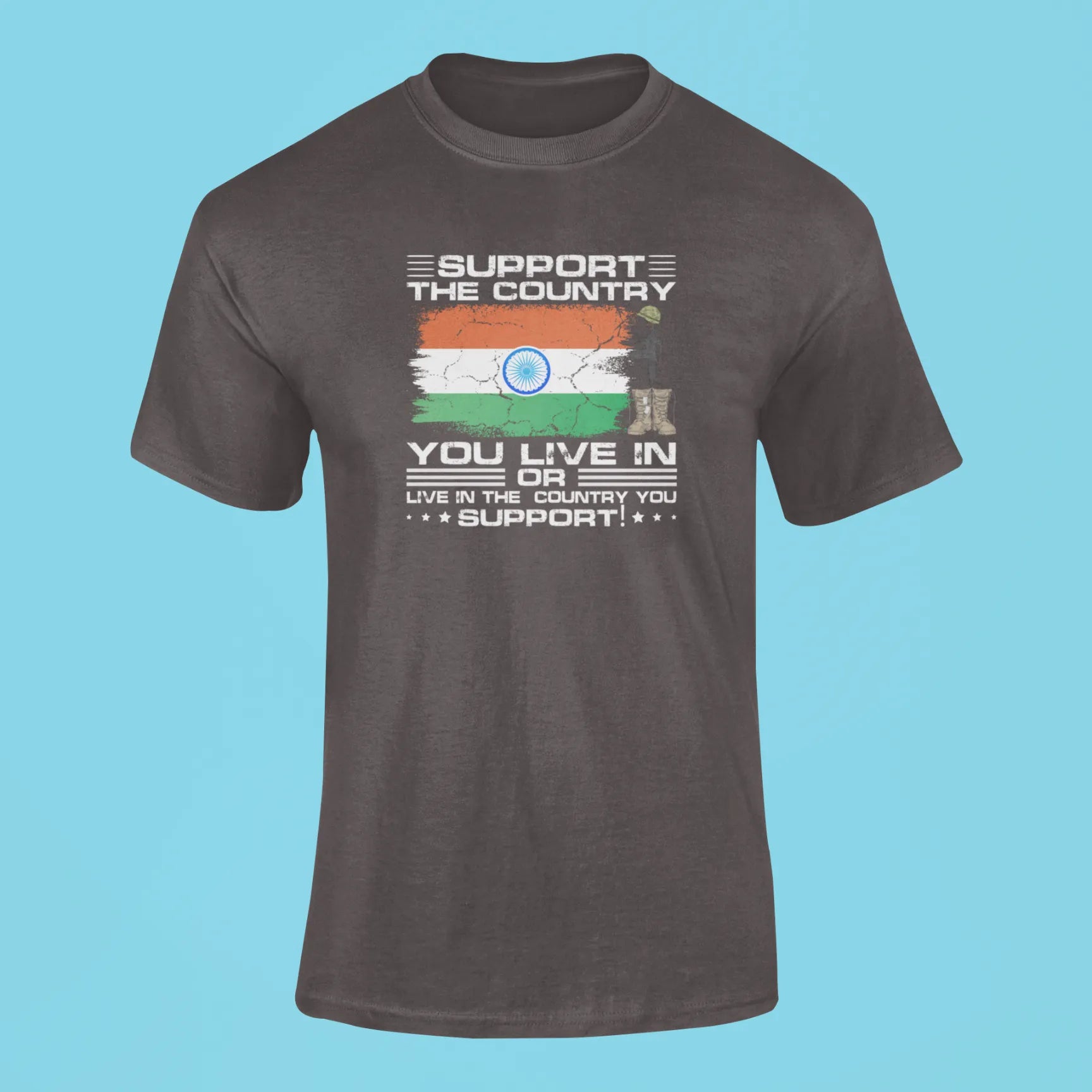 support the country you live in t shirt dark grey