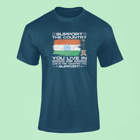 support the country you live in t shirt navy blue