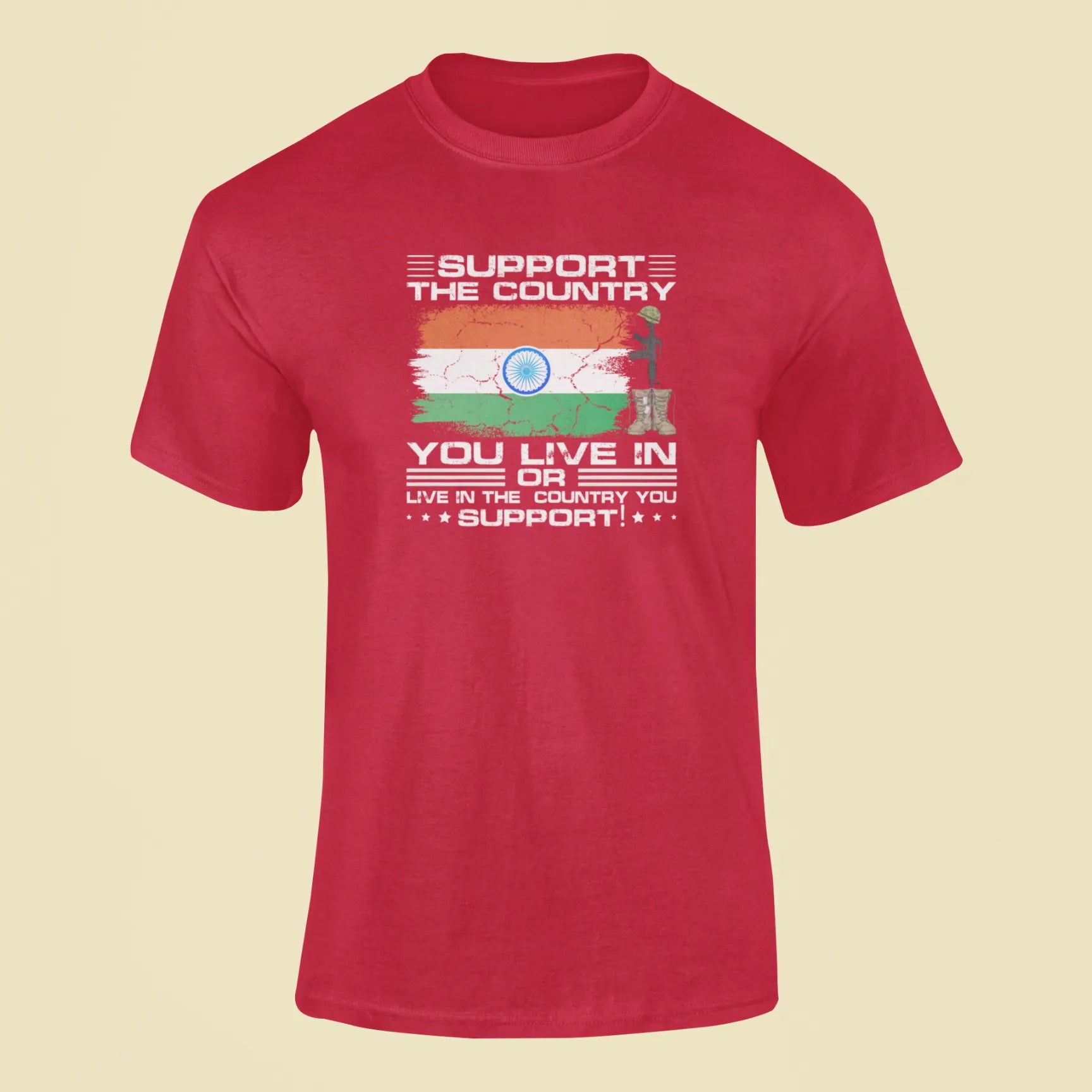 support the country you live in t shirt red