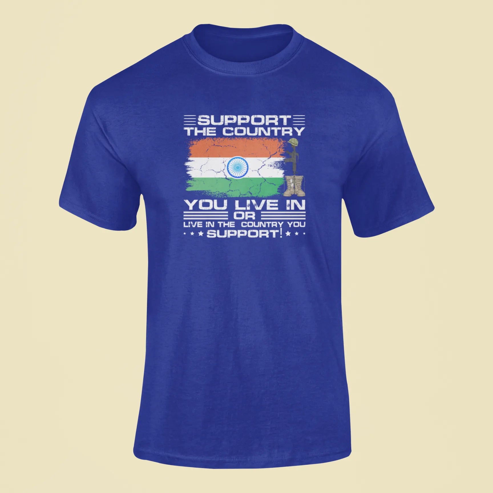 support the country you live in t shirt royal blue