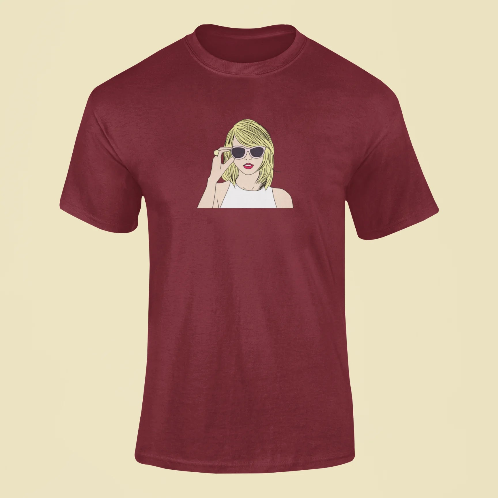 taylor swift face cutout t shirt maroon