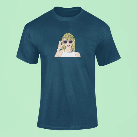 taylor swift face cutout t shirt navy blue