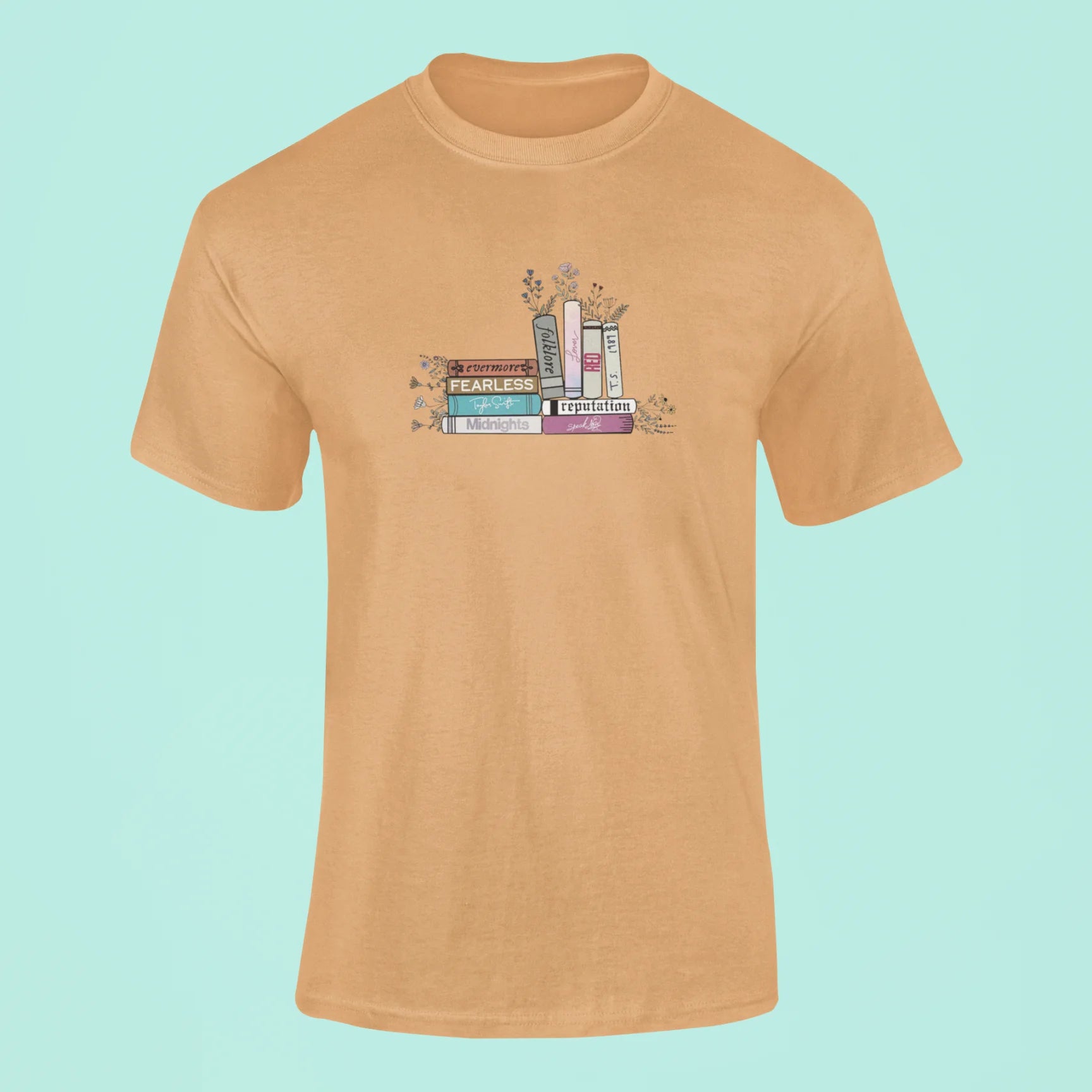 taylor swifts albums as books t shirt mustard yellow