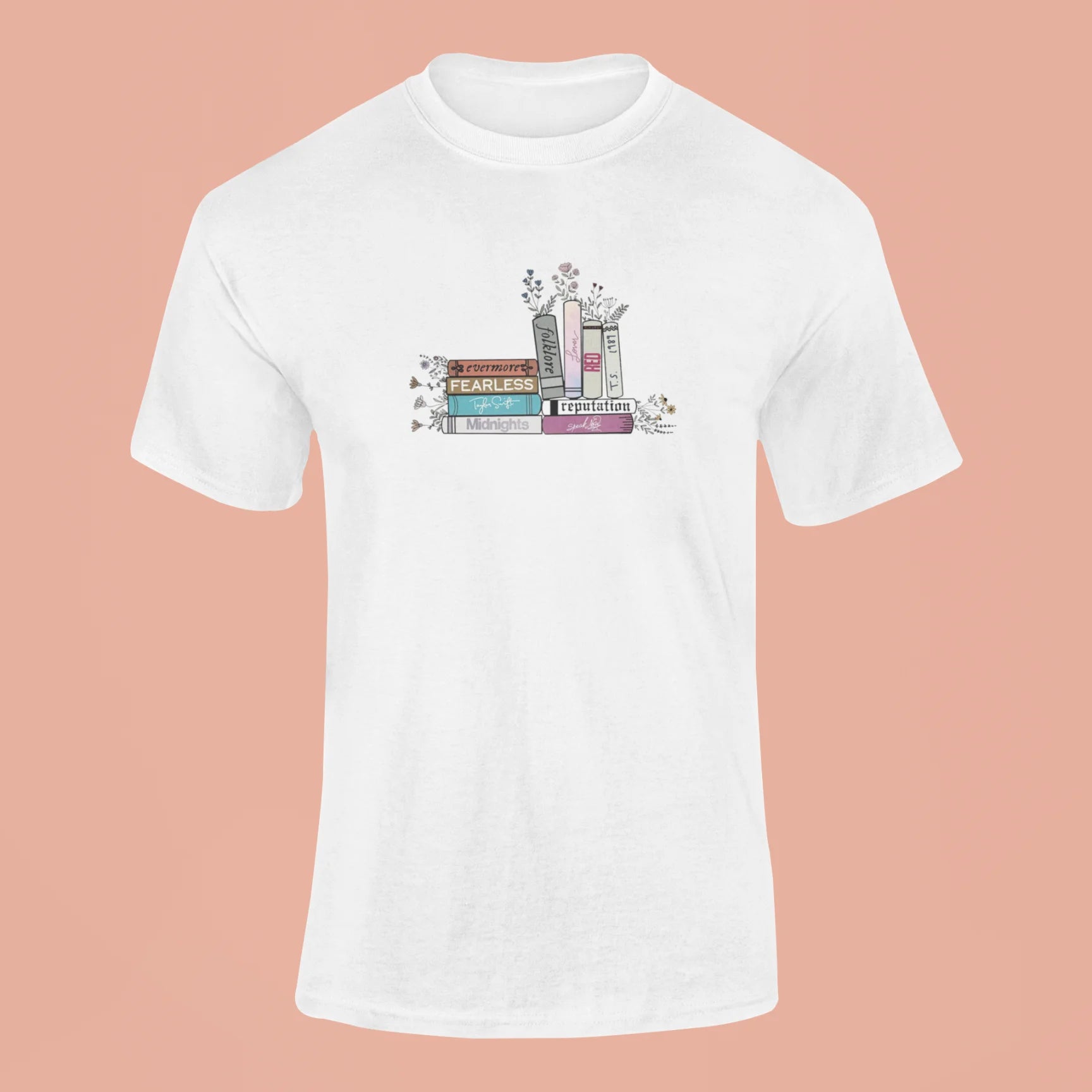 taylor swifts albums as books t shirt white