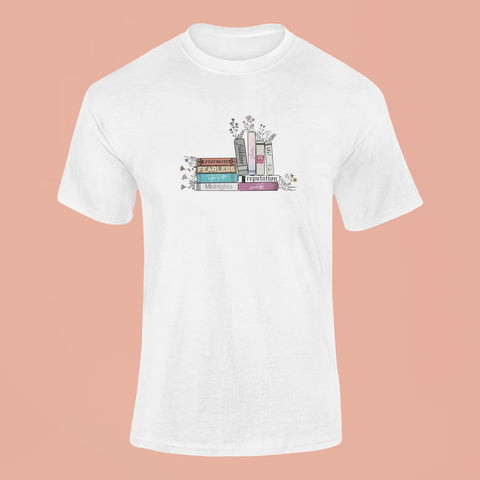 taylor swifts albums as books t shirt white