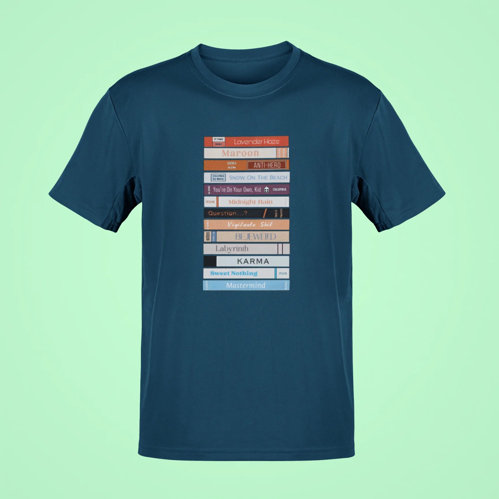 taylor swifts midnights bookshelf oversized t shirt navy blue