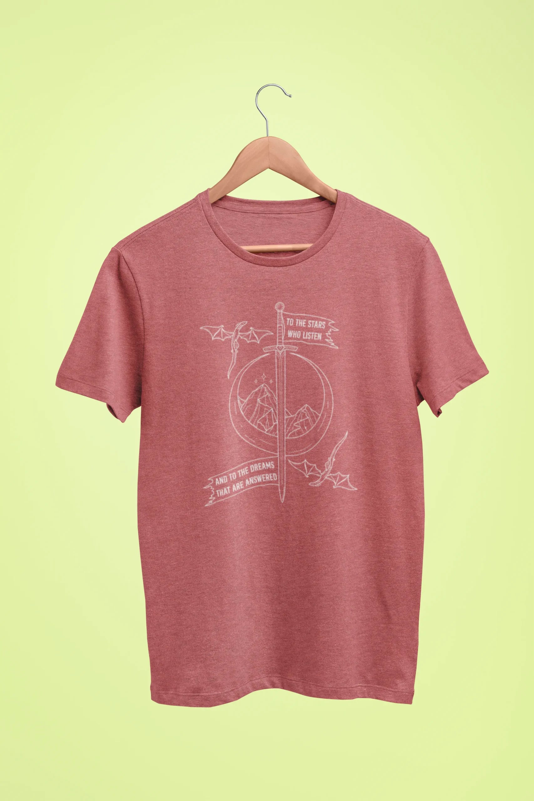 to the stars who listen and to the dreams that are answered oversized t shirt dusty rose scaled