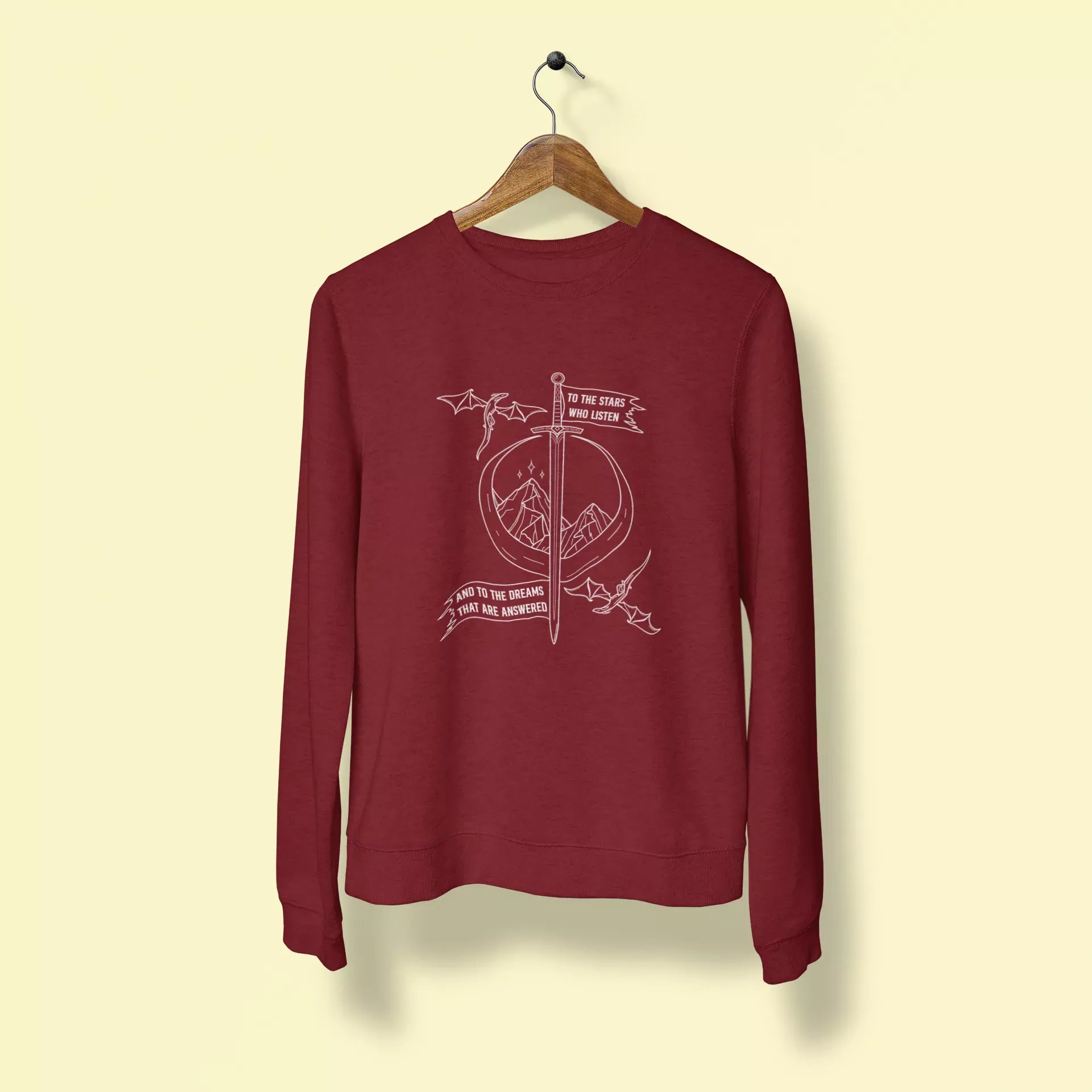 to the stars who listen and to the dreams that are answered unisex sweatshirt maroon