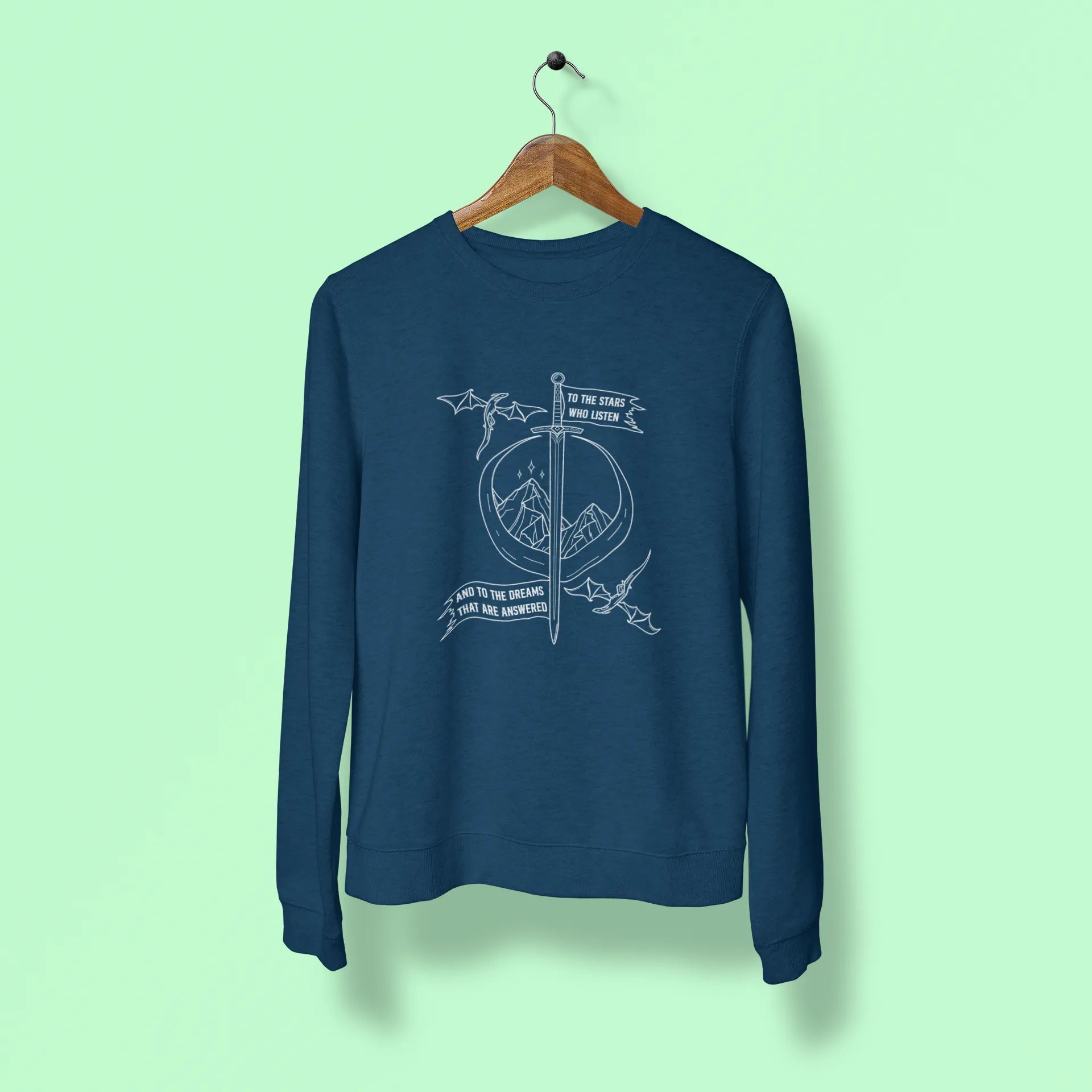 to the stars who listen and to the dreams that are answered unisex sweatshirt navy blue