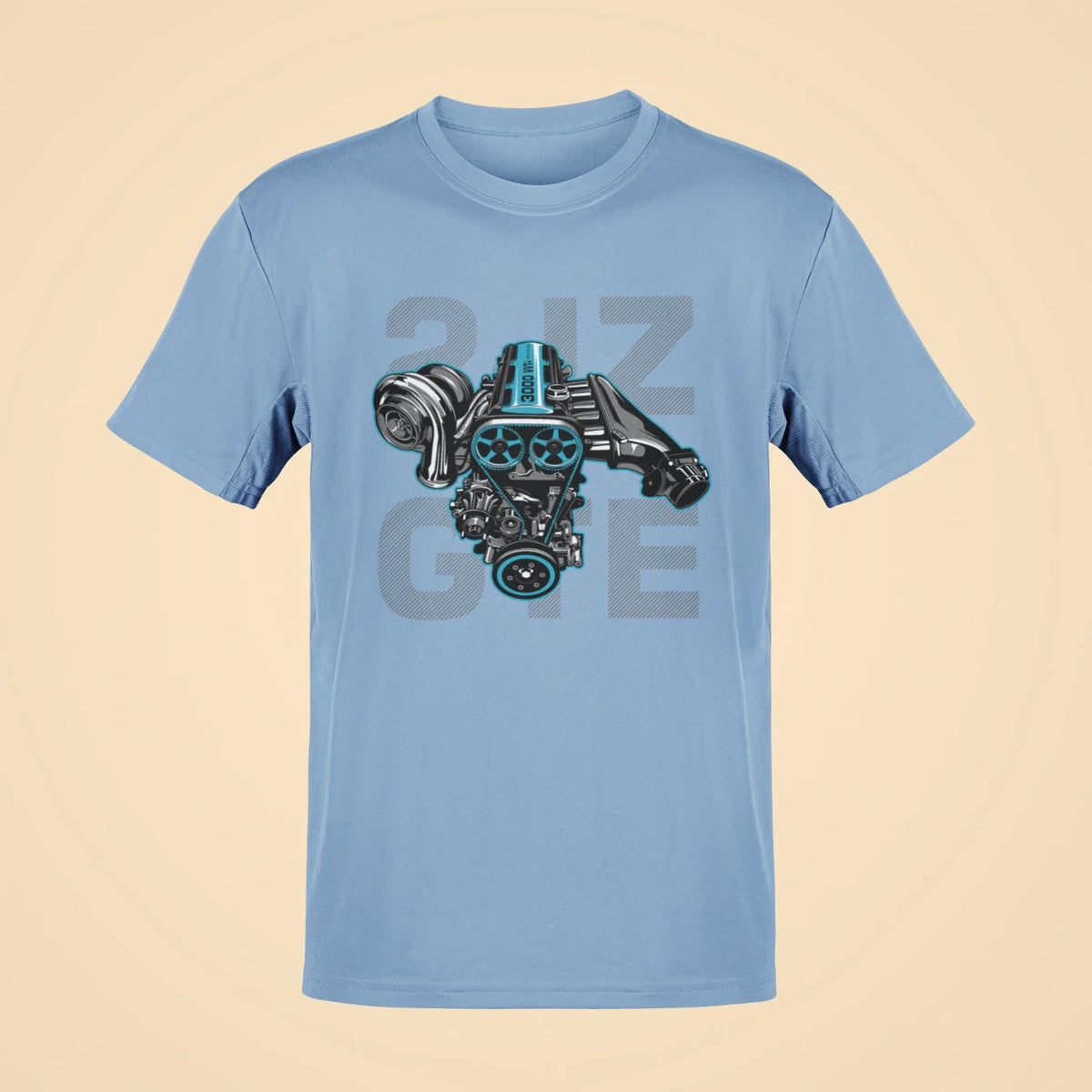 toyota supra 2jz gte engine oversized t shirt baby blue