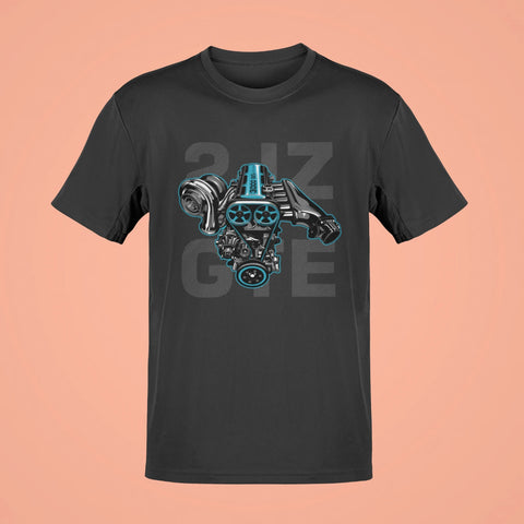 toyota supra 2jz gte engine oversized t shirt black