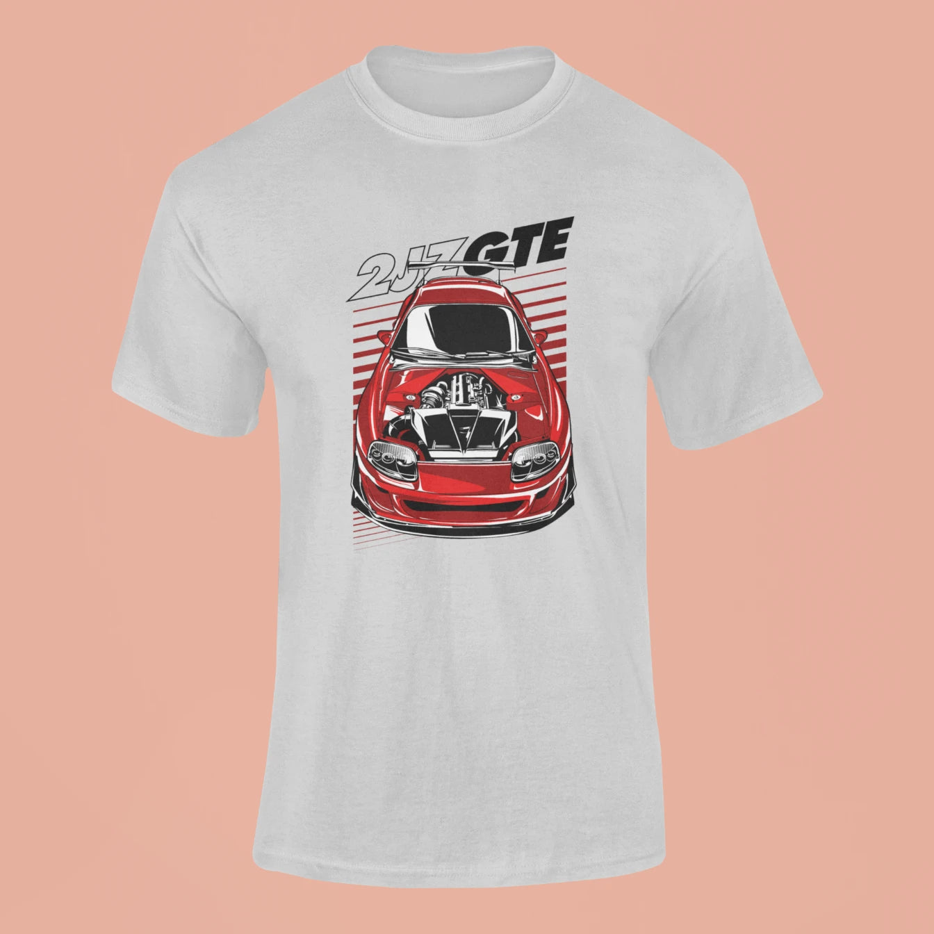 toyota supra 2jz gte engine t shirt 2 grey