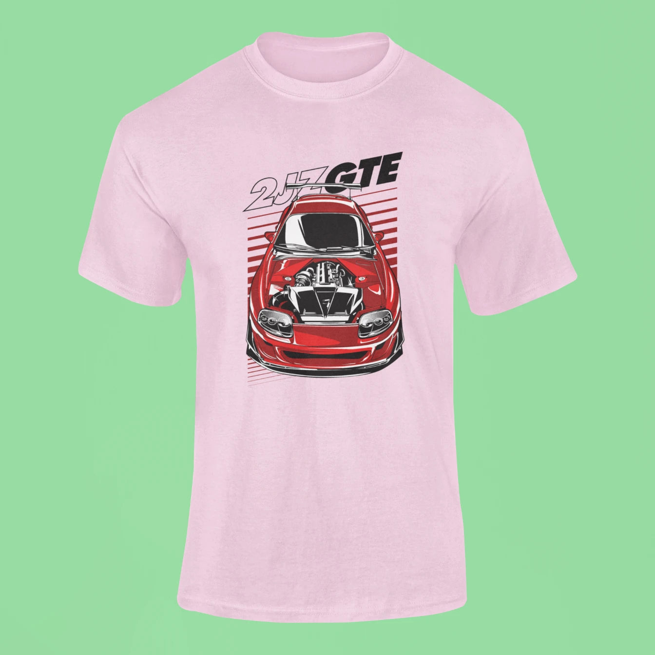 toyota supra 2jz gte engine t shirt 2 pink