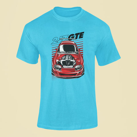 toyota supra 2jz gte engine t shirt 2 sky blue