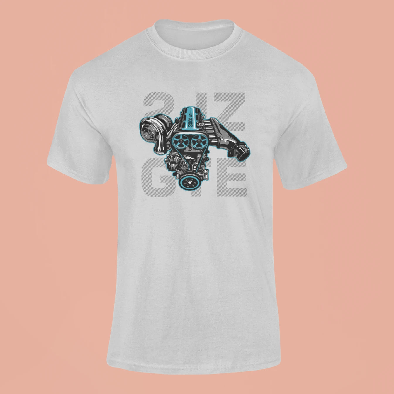 toyota supra 2jz gte engine t shirt grey