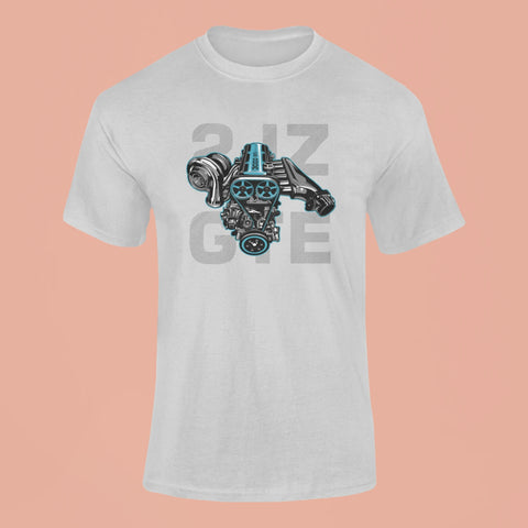 toyota supra 2jz gte engine t shirt grey