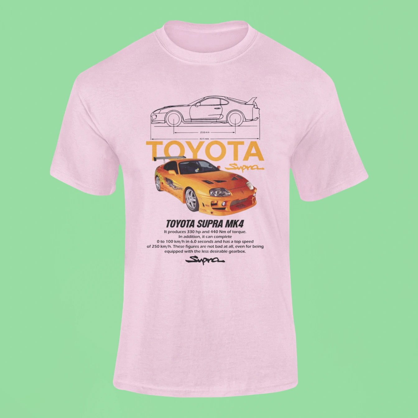 toyota supra mk4 t shirt pink