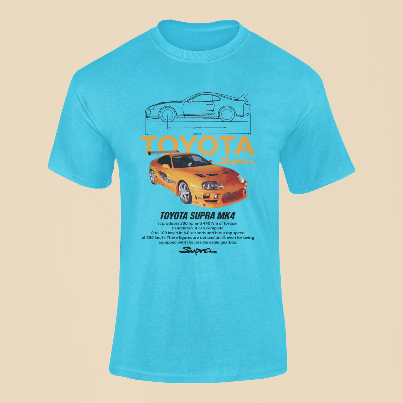 toyota supra mk4 t shirt sky blue