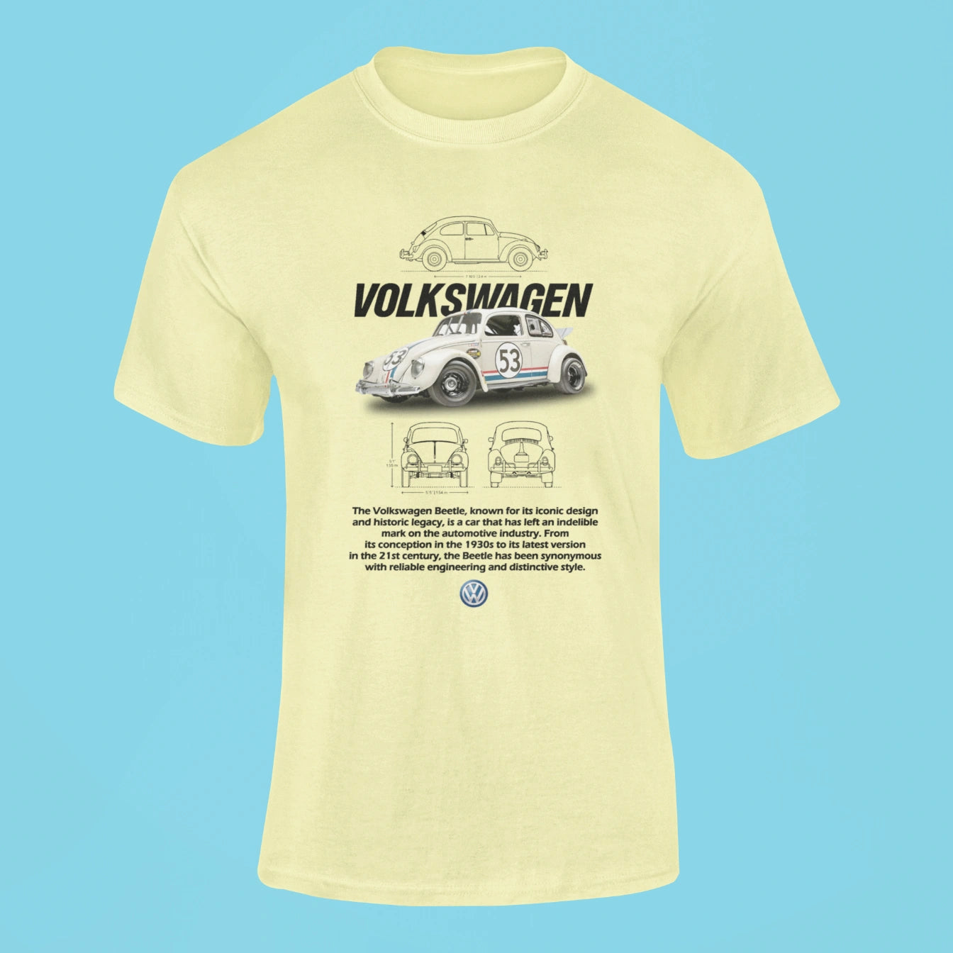 volkswagen beetle t shirt butter yellow