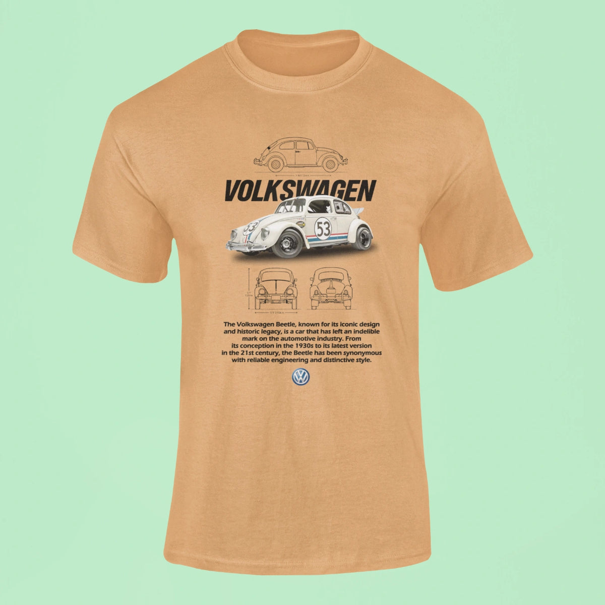 volkswagen beetle t shirt mustard yellow