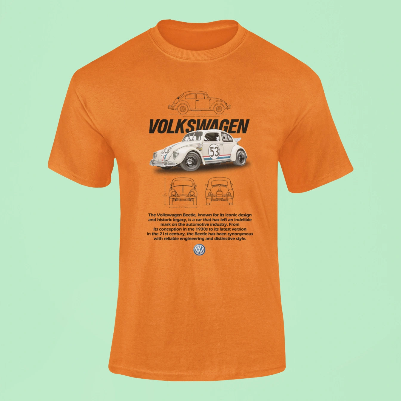 volkswagen beetle t shirt orange