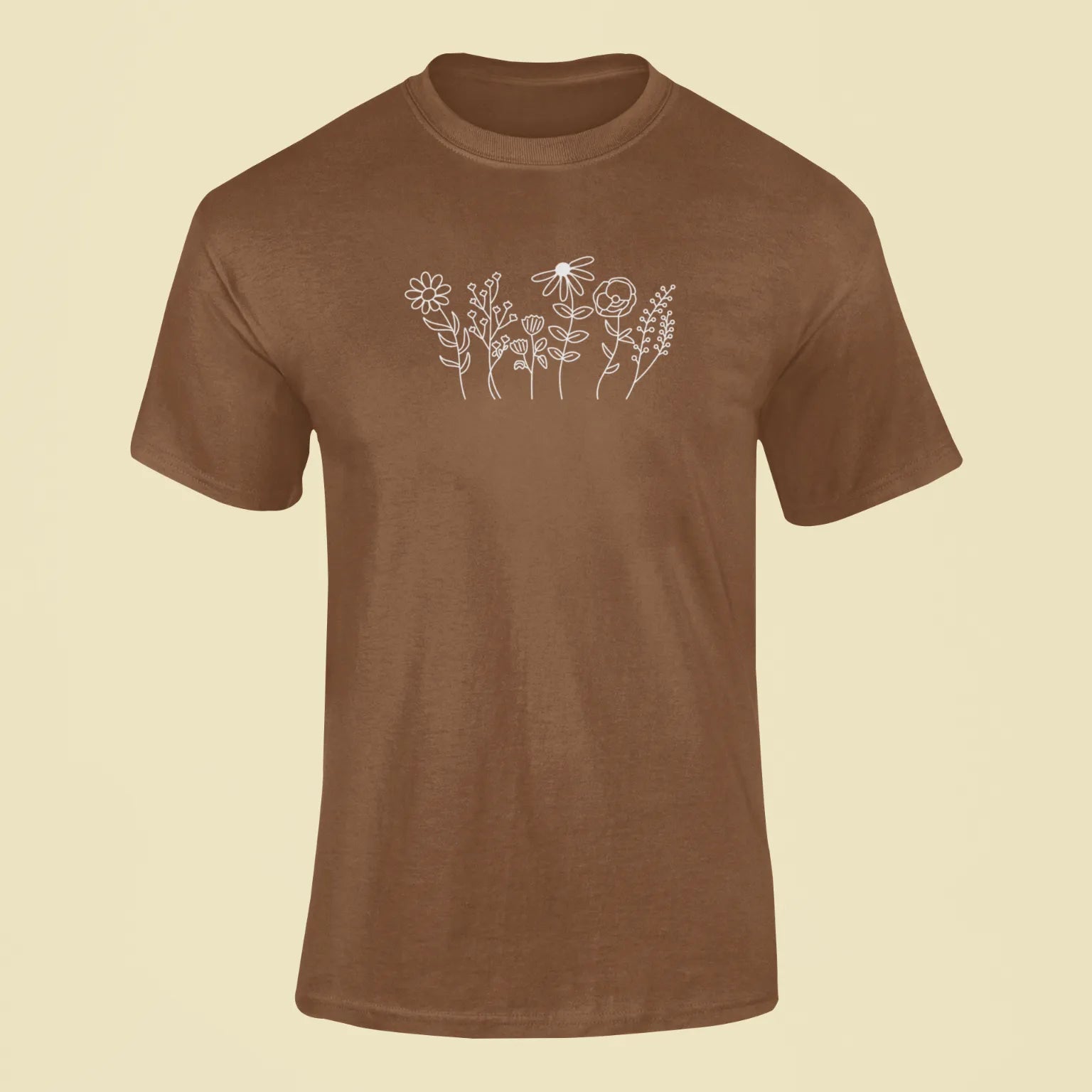 wild flowers t shirt brown