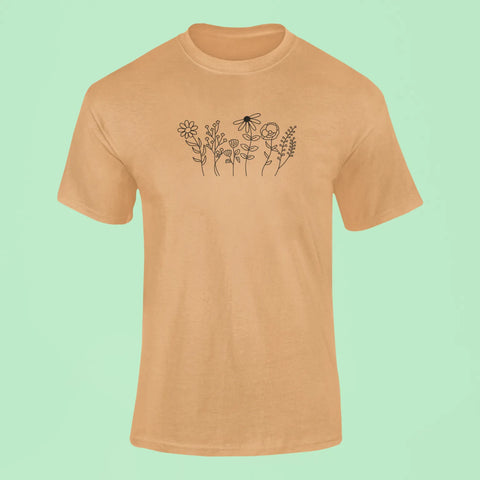 wild flowers t shirt mustard yellow