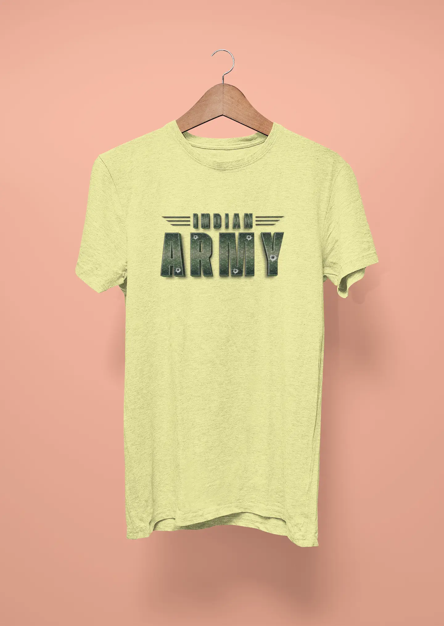 indian army t shirt butter yellow